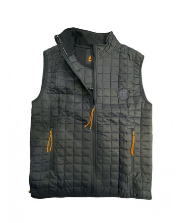 Men's waistcoat in blue color with elastic fabric on the back and side pockets