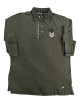 In khaki color men's cotton polo shirt with special prints POLO BUTTON LONG SLEEVE