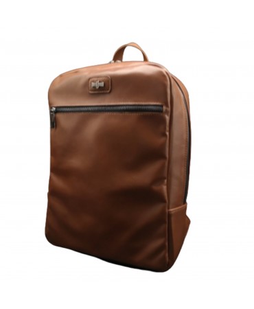 Bergman tan leather backpack with 3D back fabric for sweat absorption