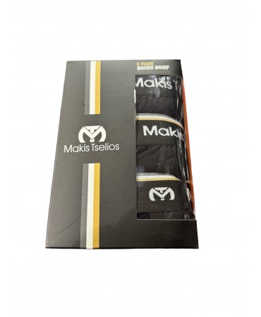 Men's boxers 3pcs. cotton black elastics extra soft no label MAKIS TSELIOS