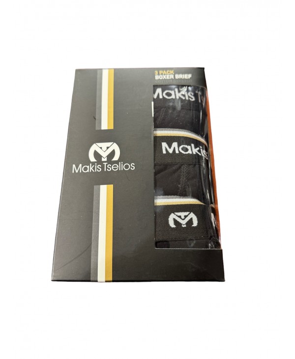 Men's boxers 3pcs. cotton black elastics extra soft no label MAKIS TSELIOS UNDERWEAR-BOXERS MAKIS TSELIOS