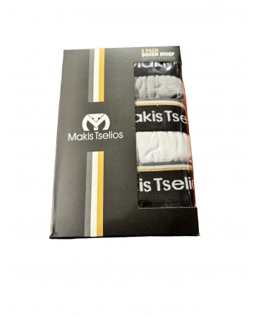 Makis Tselios men's boxers 3pcs. cotton elastics extra soft without label in colors black, gray and white
