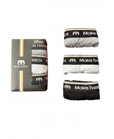 Makis Tselios men's boxers 3pcs. cotton elastics extra soft without label in colors black, gray and white