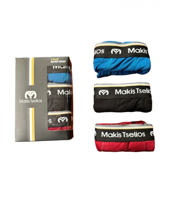 Makis Tselios Men's Boxer Underwear in Black, Petrol and Burgundy Color UNDERWEAR-BOXERS MAKIS TSELIOS