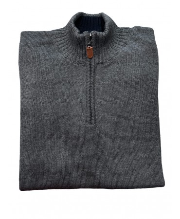 Men's cotton shirt with zipper in gray color