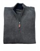 Men's cotton shirt with zipper in gray color POLO ZIP LONG SLEEVE