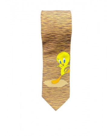Warner Brosi's Tweety tie in brown with beige color 