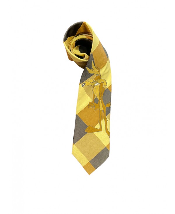 Tie in a beige and brown color  with Kogiot carton of Looney Tunes Cartoon Ties