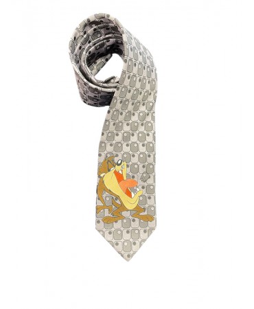 Tie with Taz in gray little design