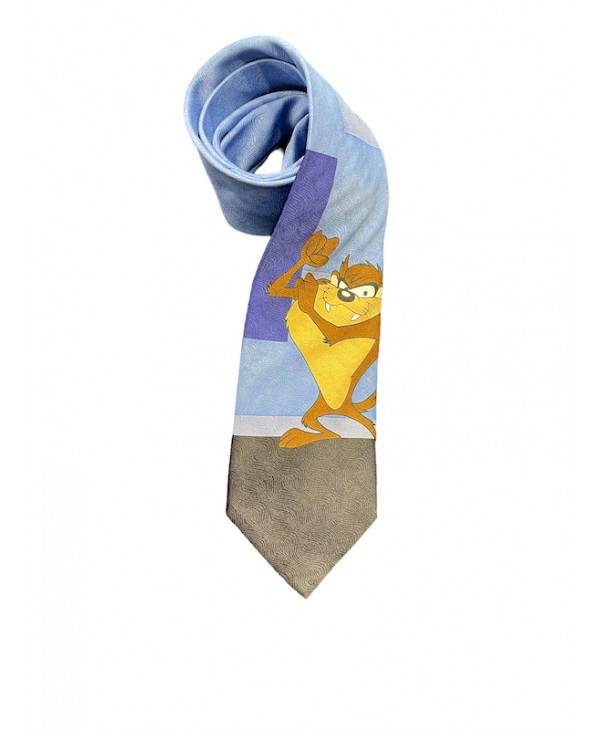 Looney Tunes tie in shades of blue with Taz Cartoon Ties