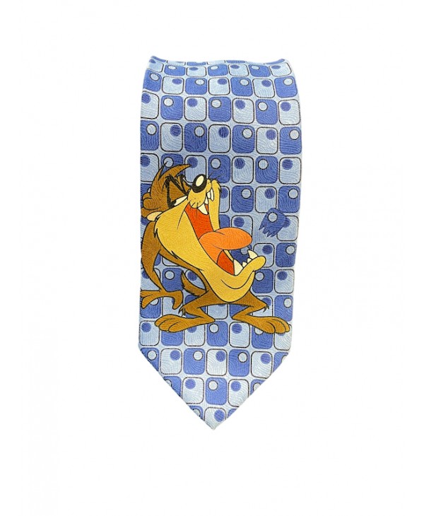 Looney Tunes tie with Taz in blue small design Cartoon Ties