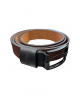 Cavalier brown leather belt for men with special embossed design and black buckle BELTS