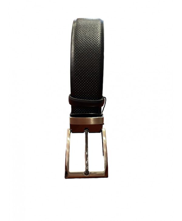 Cavallier black leather men's belt with embossed design BELTS