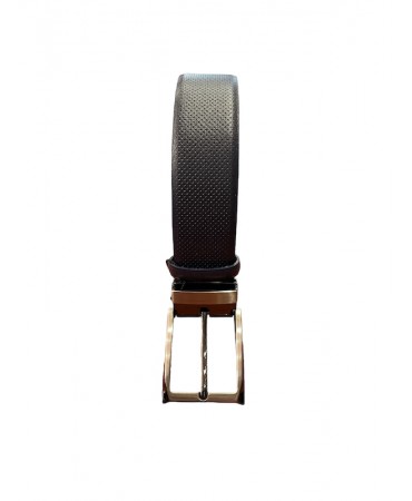 Cavallier leather men's belt in blue color with embossed design 3.5cm.