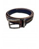 Blue leather belt with an embossed design along the length in tan color BELTS
