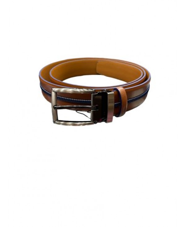 Cavalier tanpa leather belt with embossed blue design along the length BELTS