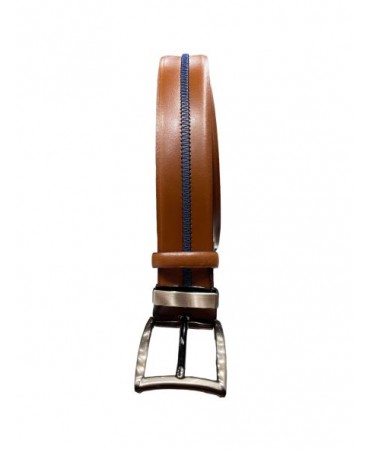 Cavalier tanpa leather belt with embossed blue design along the length