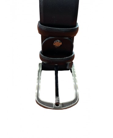 Leather men's belt 3.5cm in black color by Cavallier