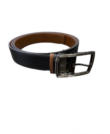 Cavalier men's double sided leather belt black-brown