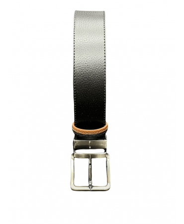 Leather men's belt in 4 cm. double sided with blue and tan colors