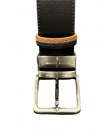 Double sided leather belt in black and brown