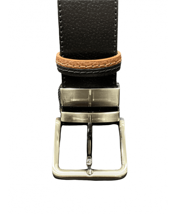 Leather men's belt in 4 cm. double sided with blue and tan colors BELTS