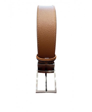 Leather men's belt in 4 cm. double sided with blue and tan colors