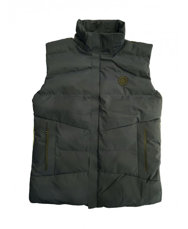 Blue sleeveless jacket with two inner pockets and a hood VEST