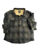 Shacket shirt with fur lining in green check JACKET