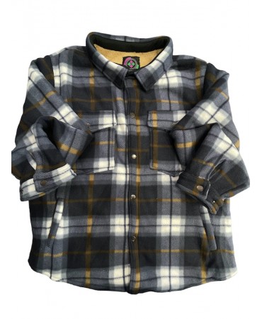 Thick shirt with fur inside shacket in checked blue