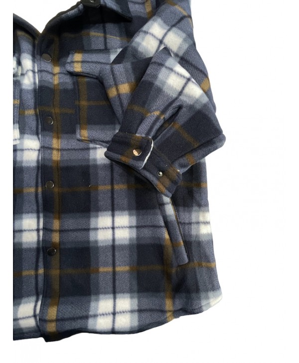 Thick shirt with fur inside shacket in checked blue JACKET