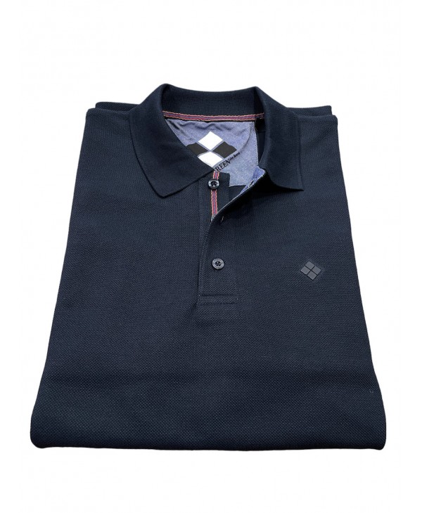 Blue polo shirt for men with buttons POLO BUTTON LONG SLEEVE