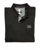 Black men's blouse with horizontal embossed stripe and truck buttons POLO BUTTON LONG SLEEVE