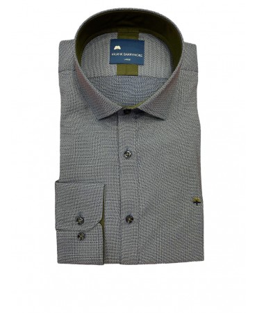 Frank Barrymore Men's Raff Shirt with Geometric Design and Oil Color Inner Collar and Cuff