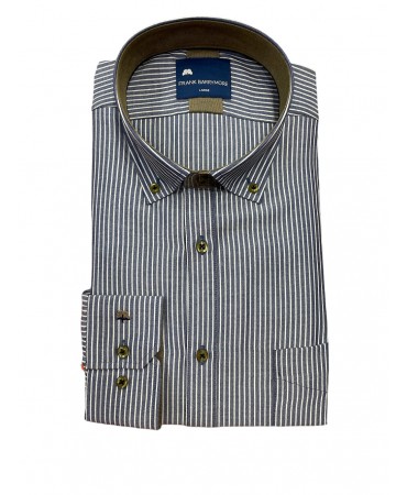 Men's shirt with a white stripe on a raff base and special beige trims