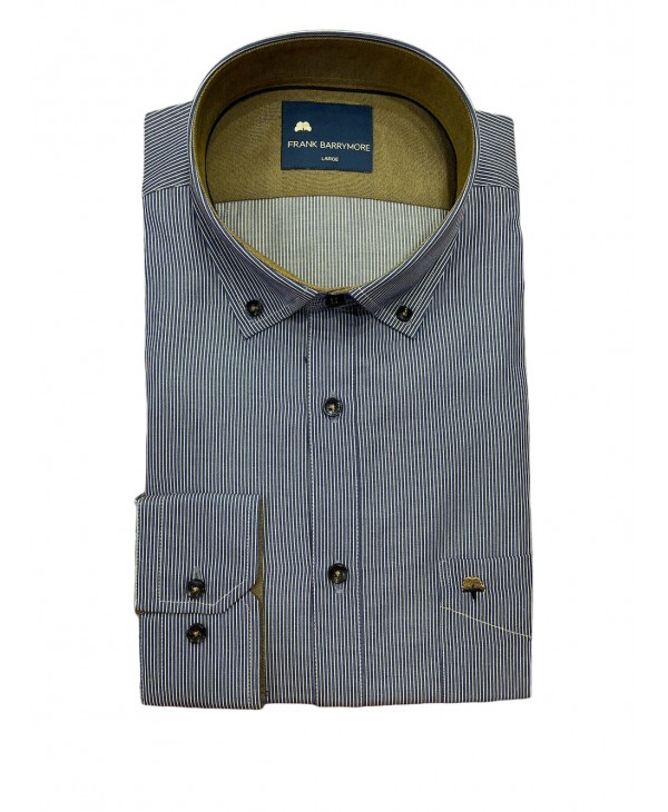 Frank Barrymore men's raffle shirts with pocket and brown details FRANK BARRYMORE SHIRTS