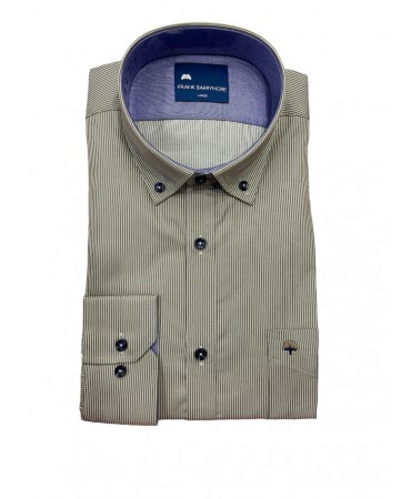 Men's shirts on a beige base with a thin white stripe and raff trims
