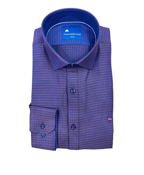 Shirt with a small design in pord with blue ends and rex collar FRANK BARRYMORE SHIRTS