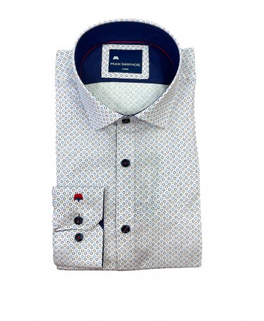 Frank Barrymore Shirt with Micro Design Blue and Red on White Base