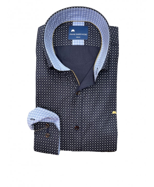 Men's Comfortable Line Shirt Frank Barrymore blue with miniature white FRANK BARRYMORE SHIRTS