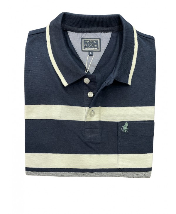 Forestal men's t-shirt with blue white and gray as well as pocket SHORT SLEEVE POLO 