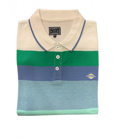 Men's striped polo shirt with green blue ruff and verraman by Forestal