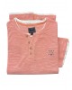 Forestal Mao men's shirt in salmon base with white trim and wooden buttons SHORT SLEEVE POLO 