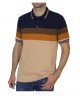 Men's polo shirt with pocket in beige base with brown and blue SHORT SLEEVE POLO 