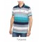 Forestal polo with wide stripes of gray, white and petrol