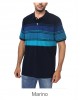 Polo shirt with blue button with petrol and seam stripes by Forestal SHORT SLEEVE POLO 