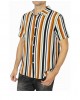 Men's short sleeve striped shirts in white blue green and beige color PRINTED SHIRT