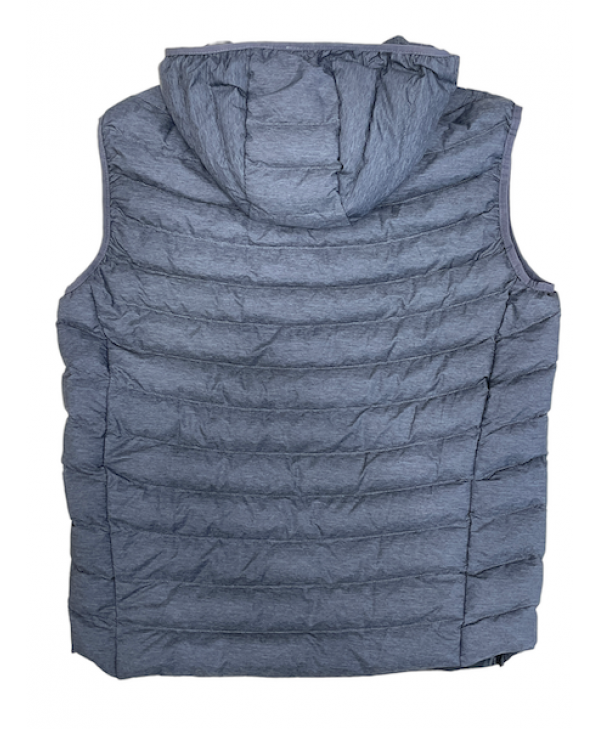 Sleeveless vest in gray color with inside and outside pockets as well as a removable hood VEST