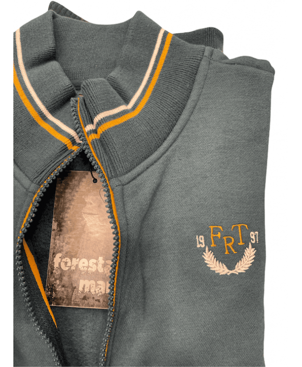 Forestal Man Sweatshirt in Petrol Base and Mustard and White Finishes JACKETS
