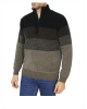 Men's shirt with zipper in brown base with black and beige as well as fur inside POLO ZIP LONG SLEEVE